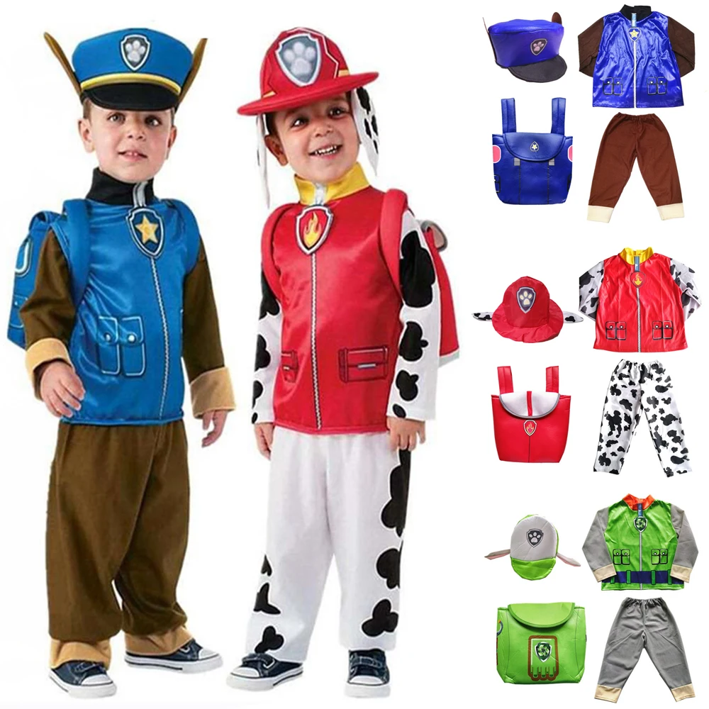 

Kid Rocky Rubble Skye Marshall Zuma Chase Costume Hat Shirt pants bags Halloween Purim Boy Girl Party Cosplay Gift Fancy Dress