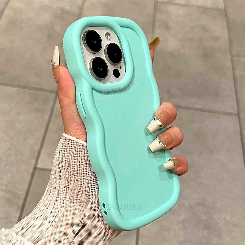 Cute Candy Wavy Silicone Case For Iphone 16 11 12 13 14 15 Pro Max 7 8 Plus Iphone16 16pro 16plus X Xs Soft Back Cover Se 2022 4