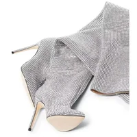 High quality European and American knee length rhinestone pile boots for women's sexy slim high heeled pointed runway boots - Image 4