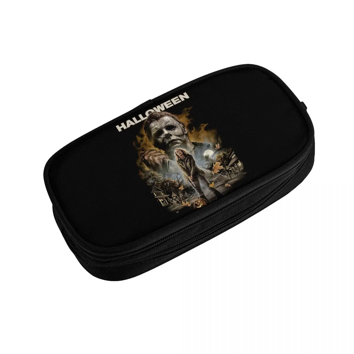 소녀 소년을위한 사용자 정의 마이클 마이어스 연필 케이스 대형 스토리지 할로윈 공포 영화 펜 가방 상자 학교 용품