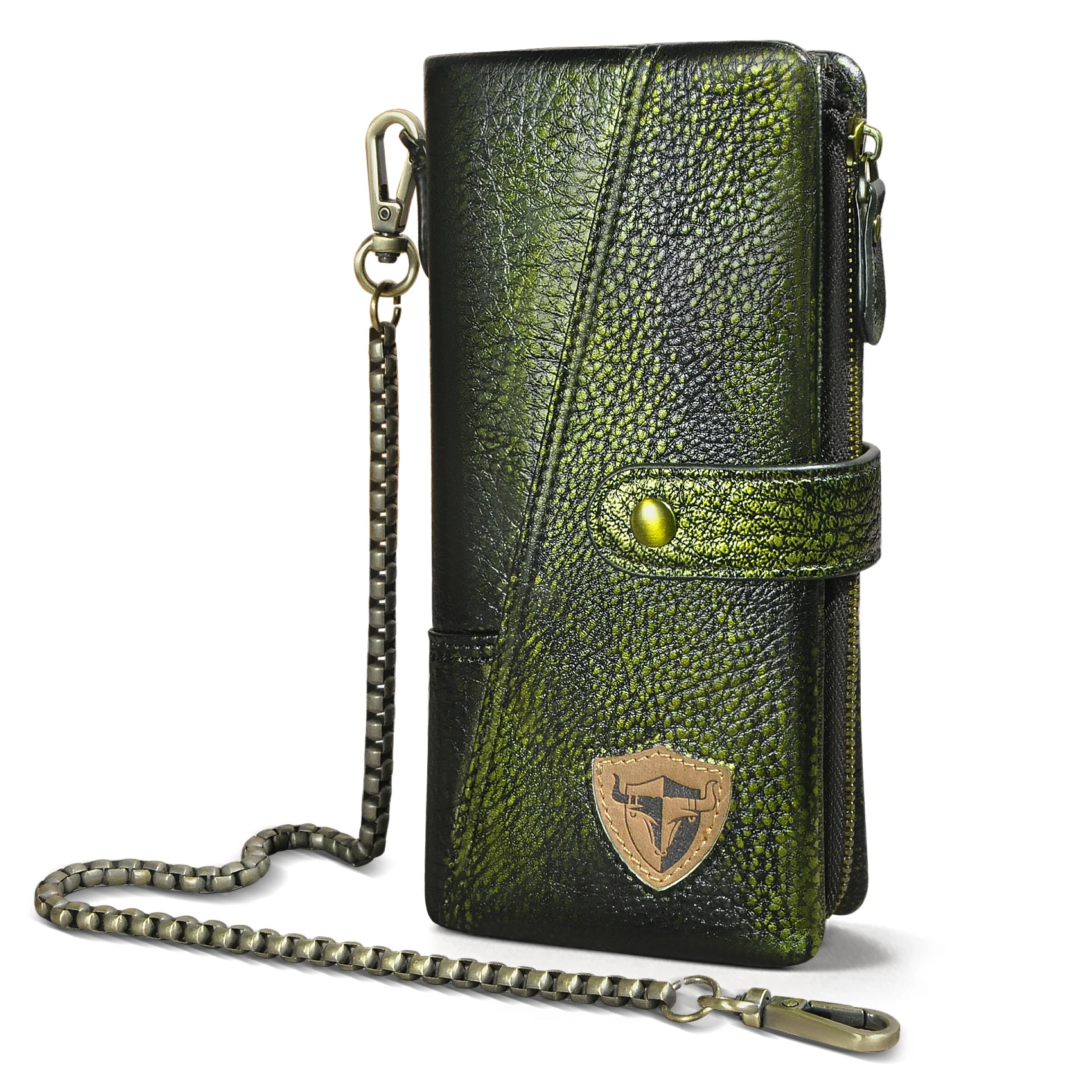 

Лидер продаж, оригинальный качественный кожаный дорожный деловой органайзер, цепочка, кошелек с технологией RFID для мужчин, длинный мужской кошелек на молнии, держатель для карт 1803