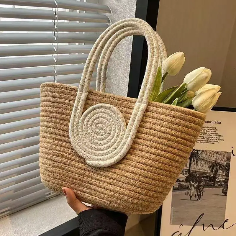 ✰✪Large Capacity Womens Woven Handbag Vintage Rattan Bag Travel Tote for Beach Picnic Stylish Summer Shoulder Bag 3