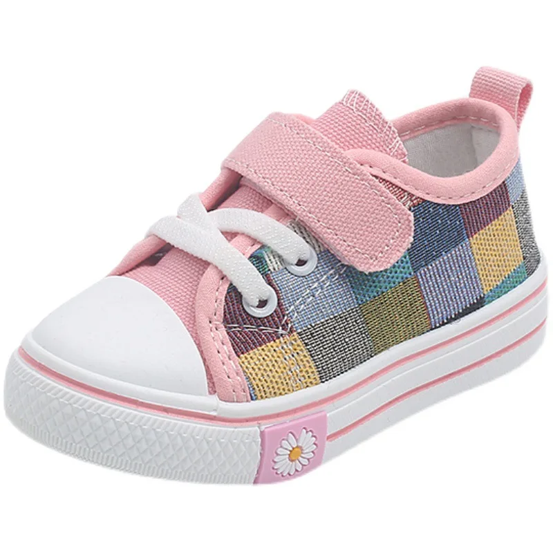 Children Canvas Shoes Toddlers First Walker Shoes Fashion Classic Casual Sneakers Little Kids Skate Checkered Shoes 2023 Autumn