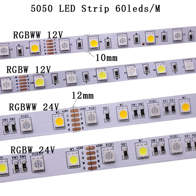 SMD 5050 RGB LED Strip Waterproof 5M 300LED DC 12V 24V CCT RGBCCT RGBW  RGBWW WHITE WARM WHITE NW Fita LED Light Strips Flexible - AliExpress
