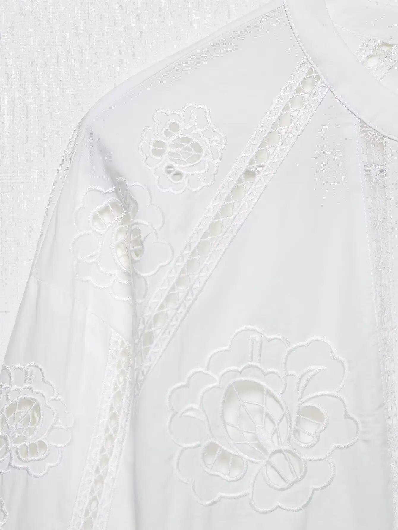 TRAFZA المرأة أنيقة مطرزة مجموعة بيضاء مجموعة تي ش...