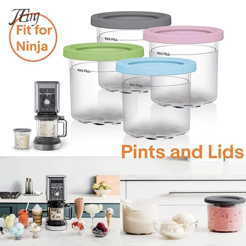 Ice Cream Pints Cup for Ninja Creamie Ice Cream Maker Cups Reusable Can Store Pints Containers With Sealing