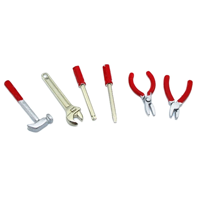 

6 шт./компл. инструменты, мини молоток, гаечный ключ, отвертка, ножницы, игрушки 1:12, миниатюрная имитация кукольного домика, поделки своими руками