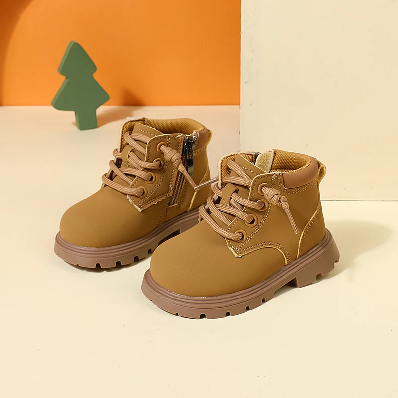 2024 New Autumn Children Boots Leather Toddler Boys Ankle Boots Soft Sole Non-slip Fashion Little Girls Boots EU 15-25 - Image 4