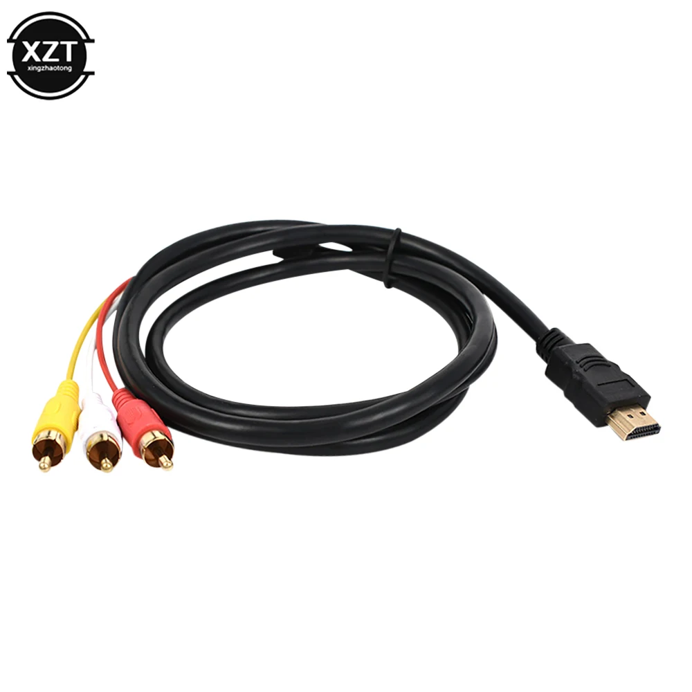 Video ses dönüştürücü adaptör kablosu HDMI-AV ses Video kablosu HDMI uyumlu-3RCA uyumlu