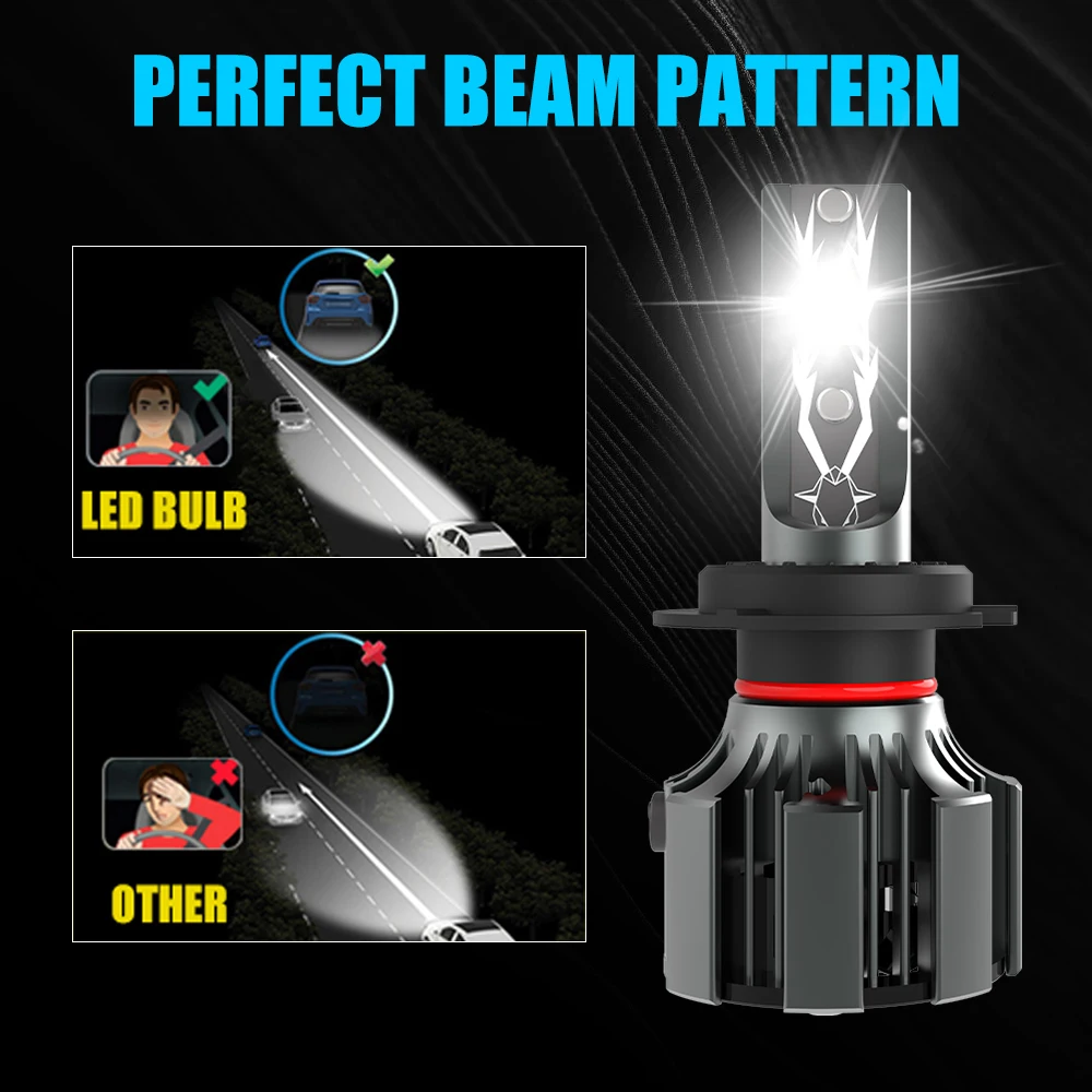 

OLLO 2pcs V6T 380W 200000Lm H7 Led Car Headlight 12V 6000K CSP 3570 H4 Auto Lamp H8 H9 H11 Factory Wholesale OEM for Vehicles