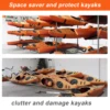 Kayak Storage Rack Paddle Board Floor Stand Indoor Outdoor Adjustable Width Canoe Rack Hanger for Surfboard, Boat, Dock, Garage