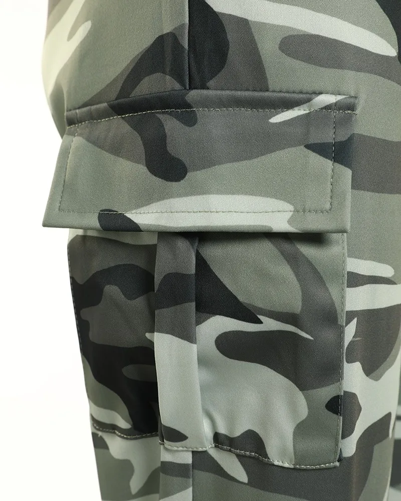 Camouflage Print Drawstring Pocket Design Cargo Pants Women High Waist Cargo Slim Pencil Pants Harem Jogger Trousers Sweatpants