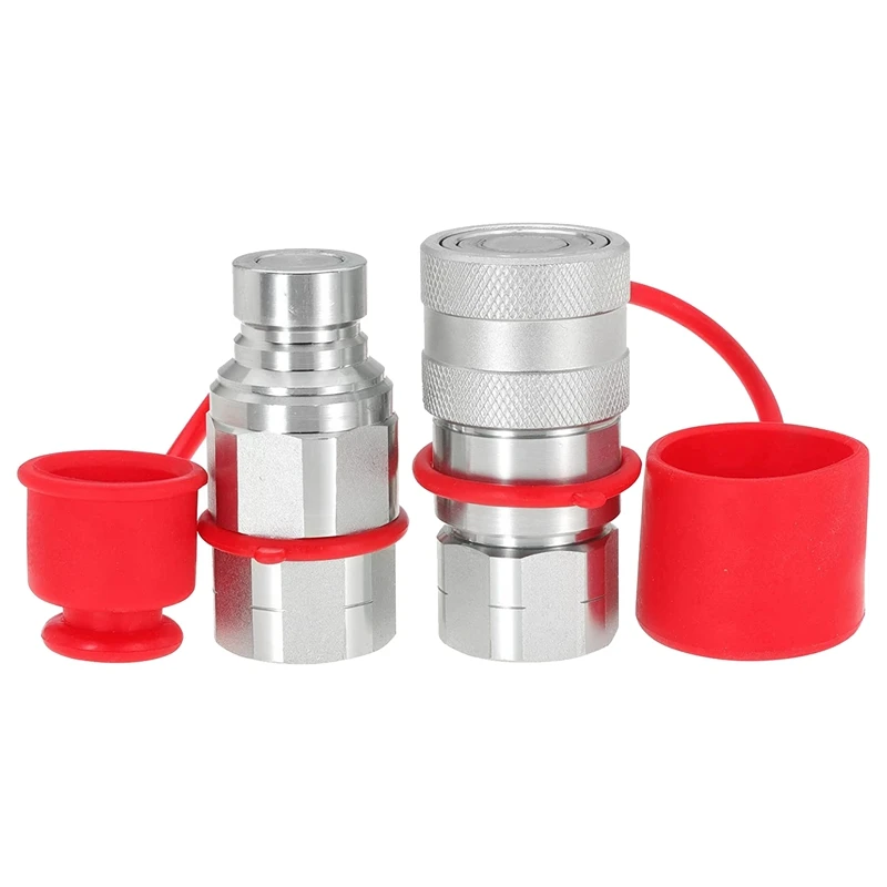 

Flat Face Hydraulic Quick Disconnect Couplers 1/2 Inch NPT Set Skid Steer Loader Quick Connect Coupling NPT 1/2