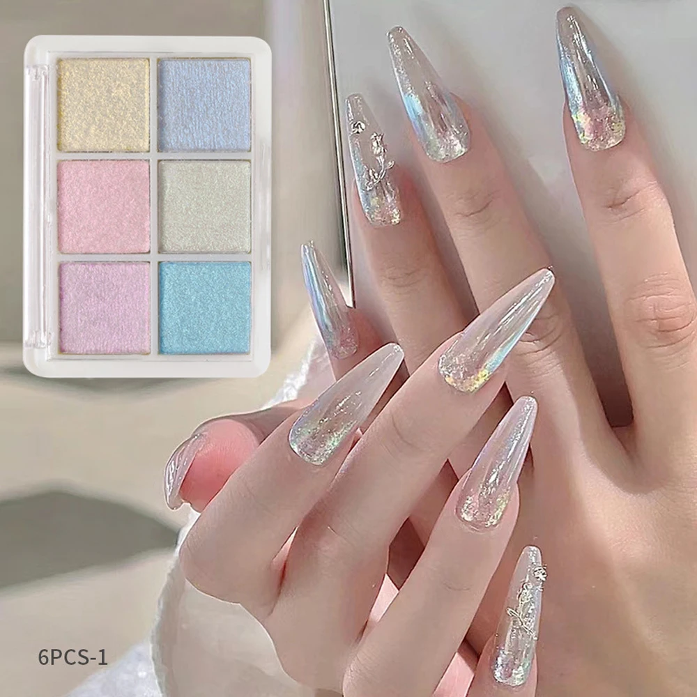 10 Colori Olografici Laser Aurora Solid Mirror Nail Glitter Powder Nails Gel Uv Polish Pigment Nail Art Decorazioni Accessori