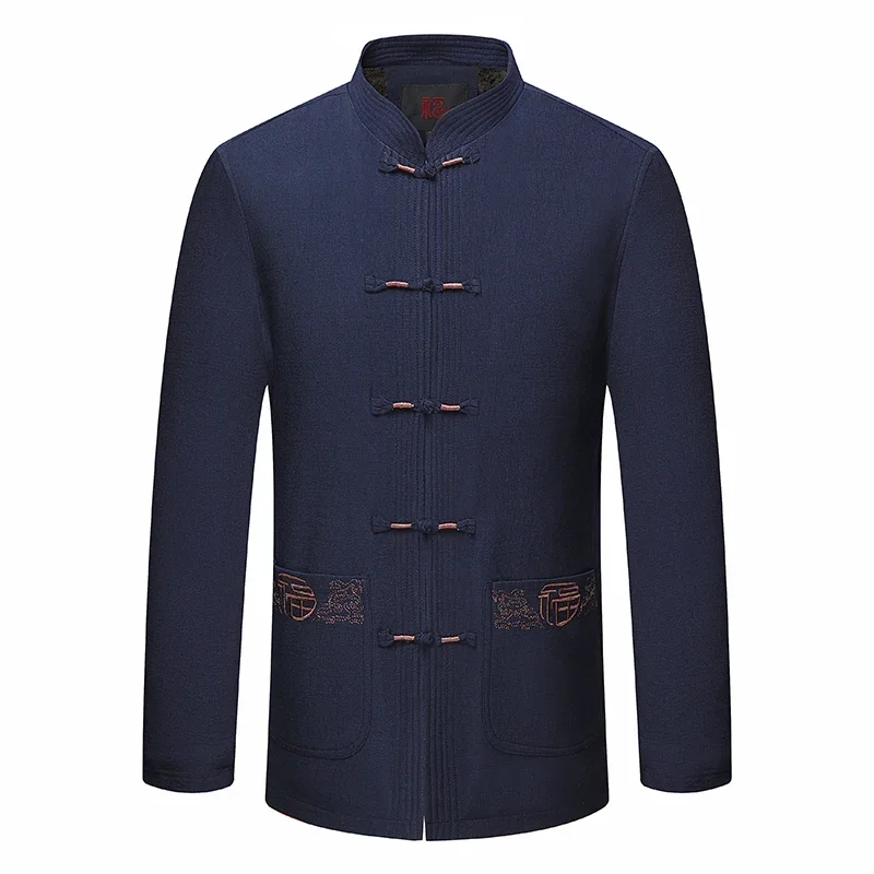 Spring and Autumn New Middle-aged and Elderly Men Father Tang Jacket Chinese Style Hanfu National Wind Grandpa Coat Jacket 4