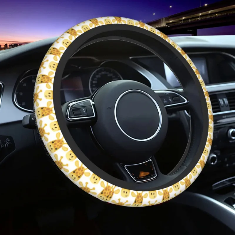 

Steering Wheel Covers Giraffe Childish Animal Face Head Soft Braid On The Steering Wheel Cover Auto Steering-Wheel Accessories