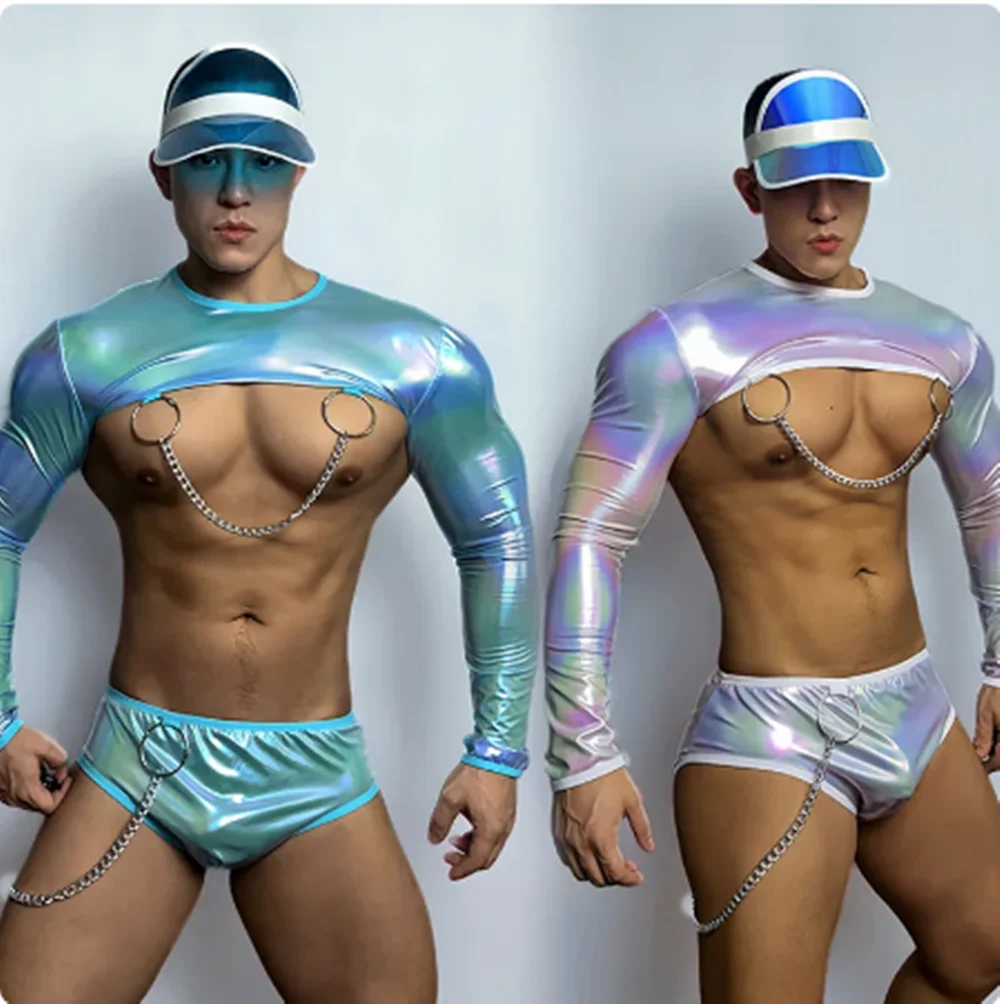 

Nightclub Bar Gogo Dancing Clothes For Male Sexy Pole Dance Costume Crop Tops Shorts Jazz Dance Outfit Party Clothing
