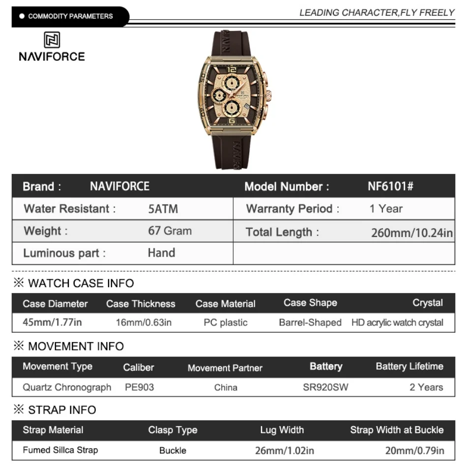 New Style Naviforce Watches For Men Luxury Sports Waterproof Silicone Band Quartz Wristwatch Luminous Chronograph Clock Gift+box, Alina Gadgets