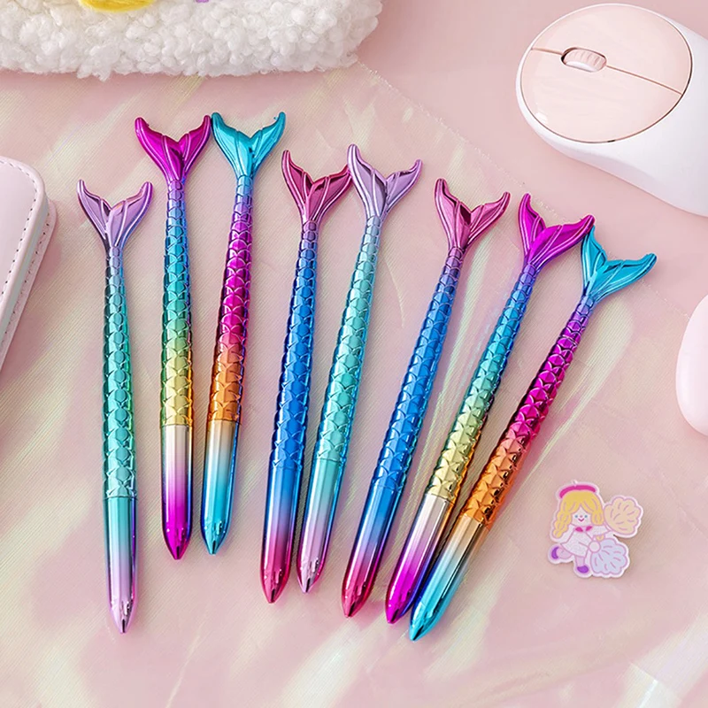 

Mermaid Tail Design Gel Pens 0.5mm Black Ink Neutral Pens Kids Praise Gifts Office Writing And School Supplies