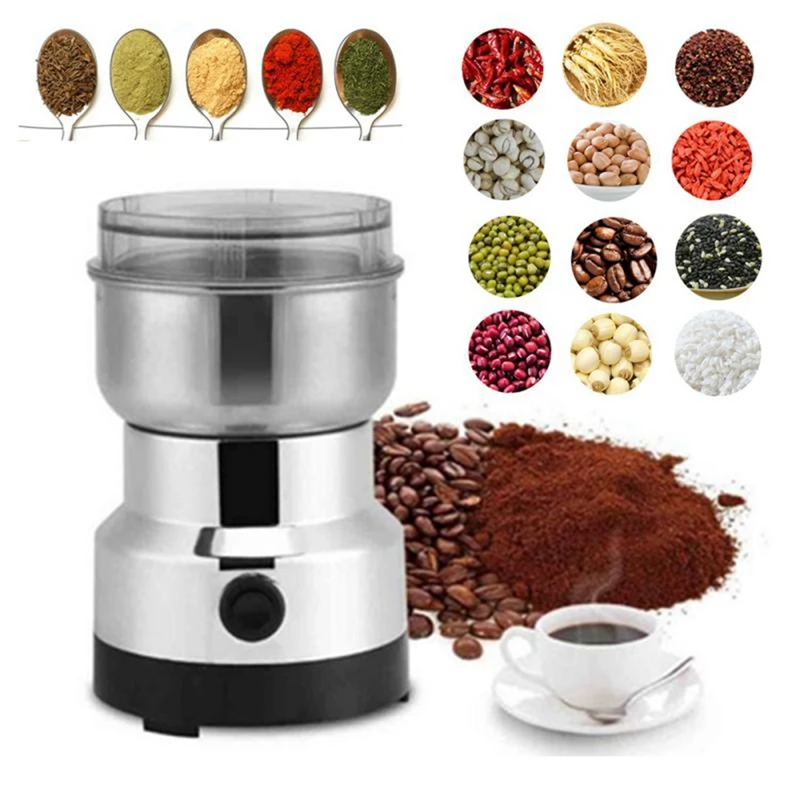 1 Piece Coffee Grinder Electric Portabl Bean Grinding Machine Stainless Kitchen Grain Chopper EU Plug