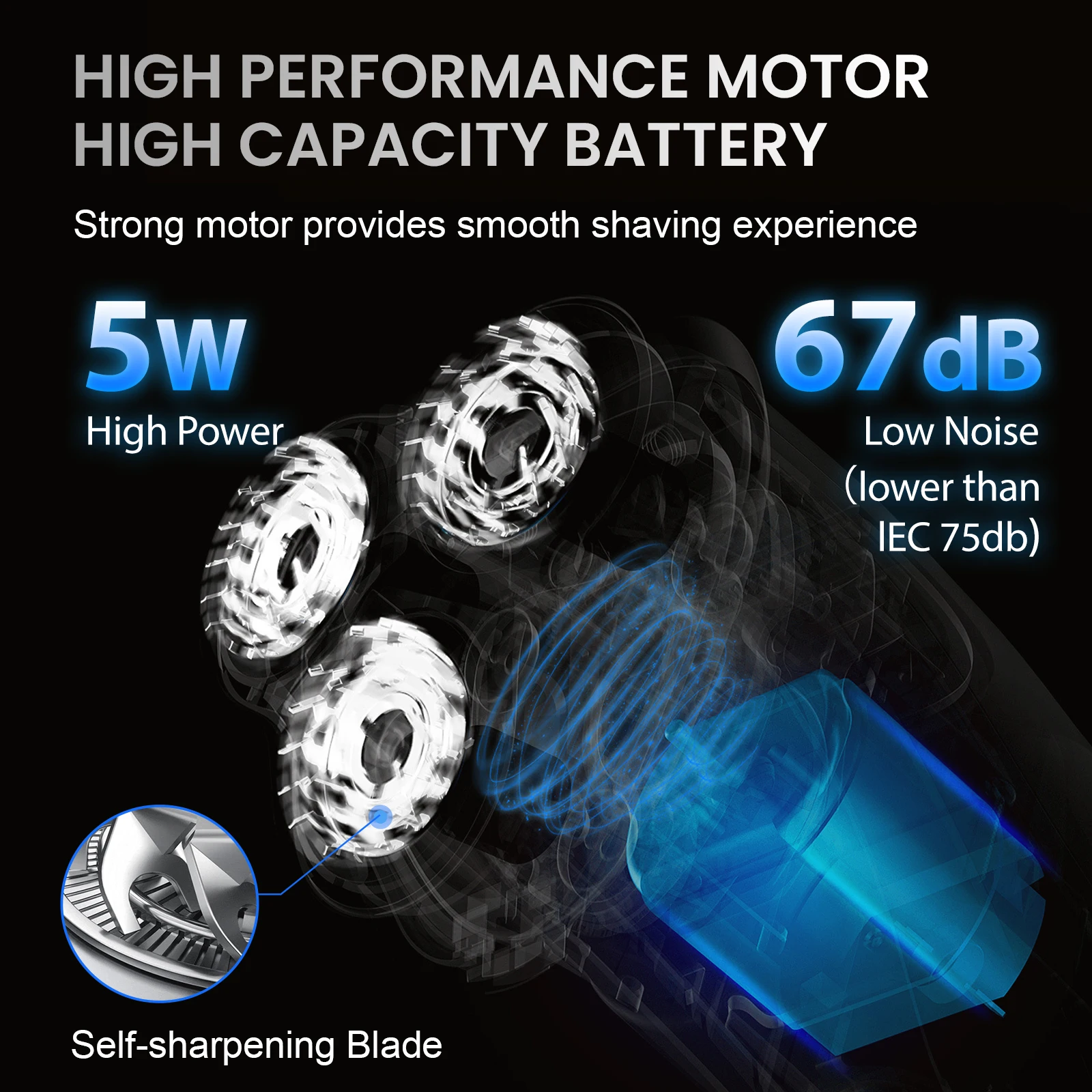 2 in 1 Men's Electric Shaver For Men Shaving Machine Beard Trimmer 3D Floating Blade Washable USB Recharge Hair Cutting Machine 5