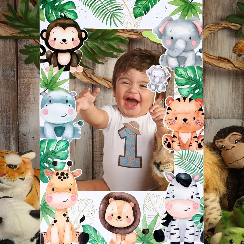 25-teiliges Dschungel-Safari Fotoautomaten-Set – Tier-Requisiten Für Zoo-Party & Geburtstag