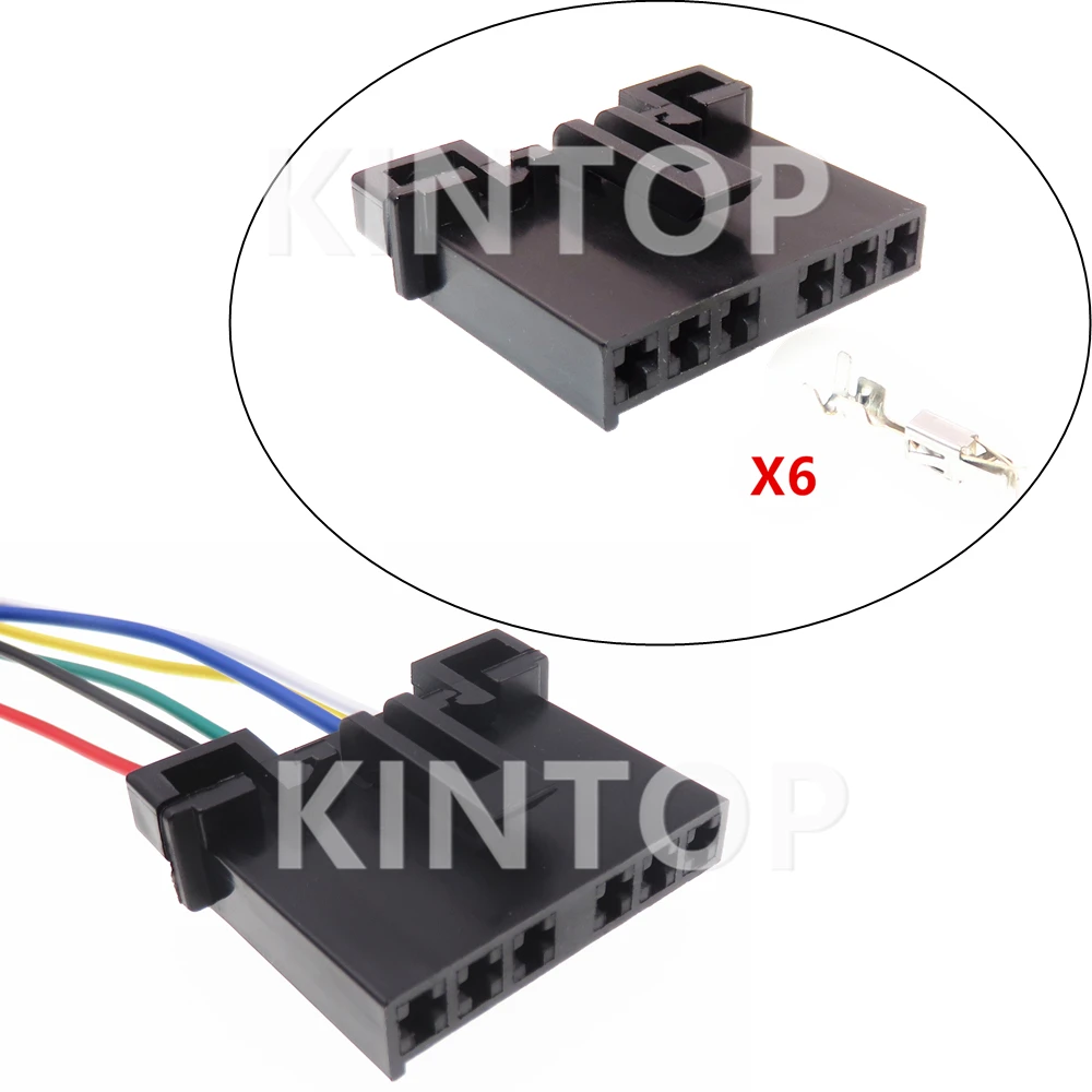 

1 Set 6 Pins Automotive Turn Signal Light Unsealed Socket Starter With Wires Car Rear Tail Light Wire Harness Connector For Ford