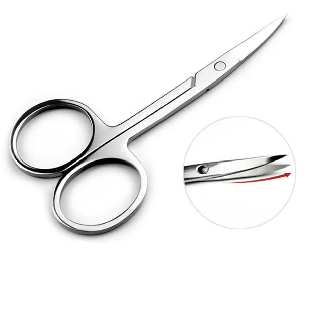Mirror Light Stainless Steel Eyebrow Clipper Cocky Mouth Round Head Nasal Hair Scissors Makeup Beauty Tool Makeup Scissors