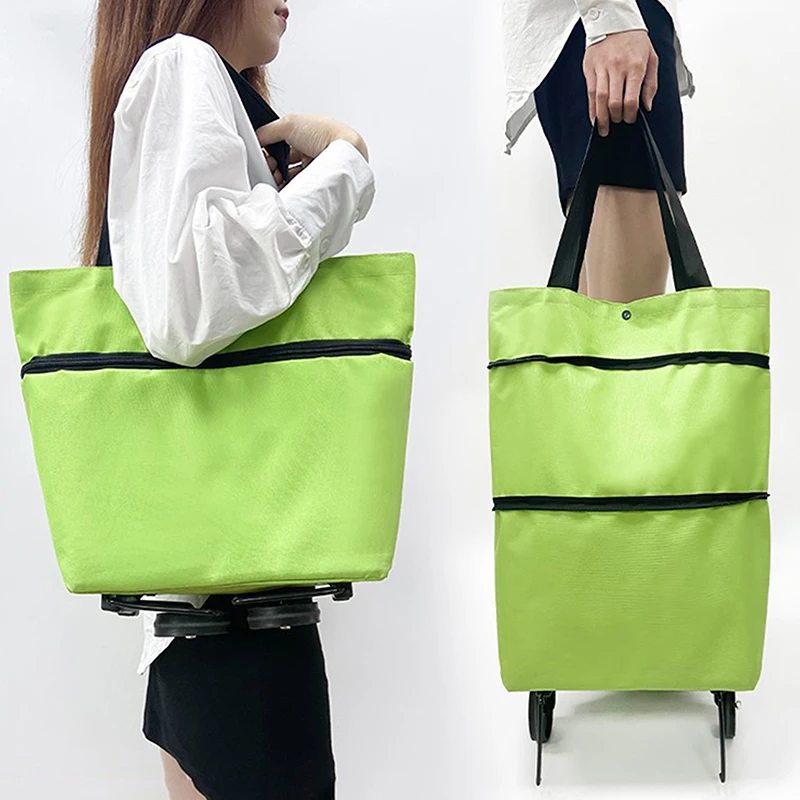 Folding Shopping Bag Portable Waterproof Tugboat Bag With Wheel Grocery Large Capacity Supermarket Handbag shopping bag grocery bags