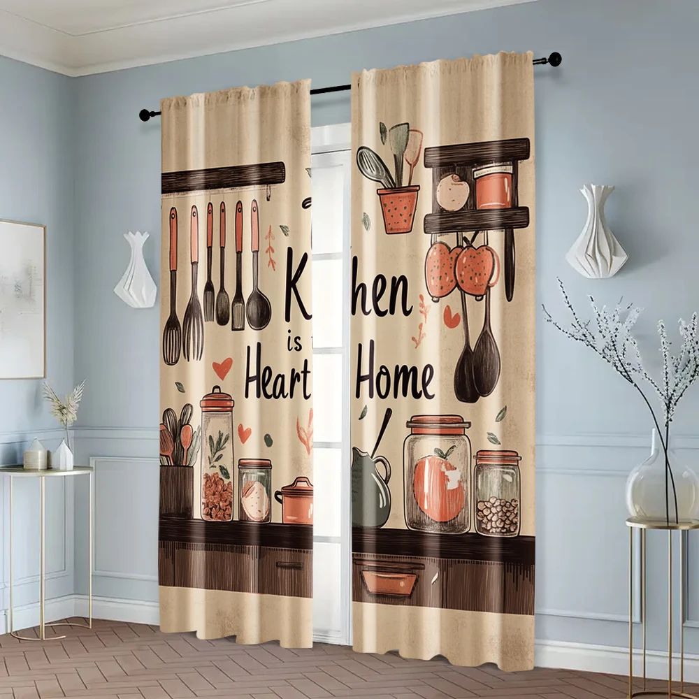 2pcs, Curtain Cloth Vegetables Fruits Durable Polyester (without rod) All Seasons Ldeal for Bedroom, Living Room 6