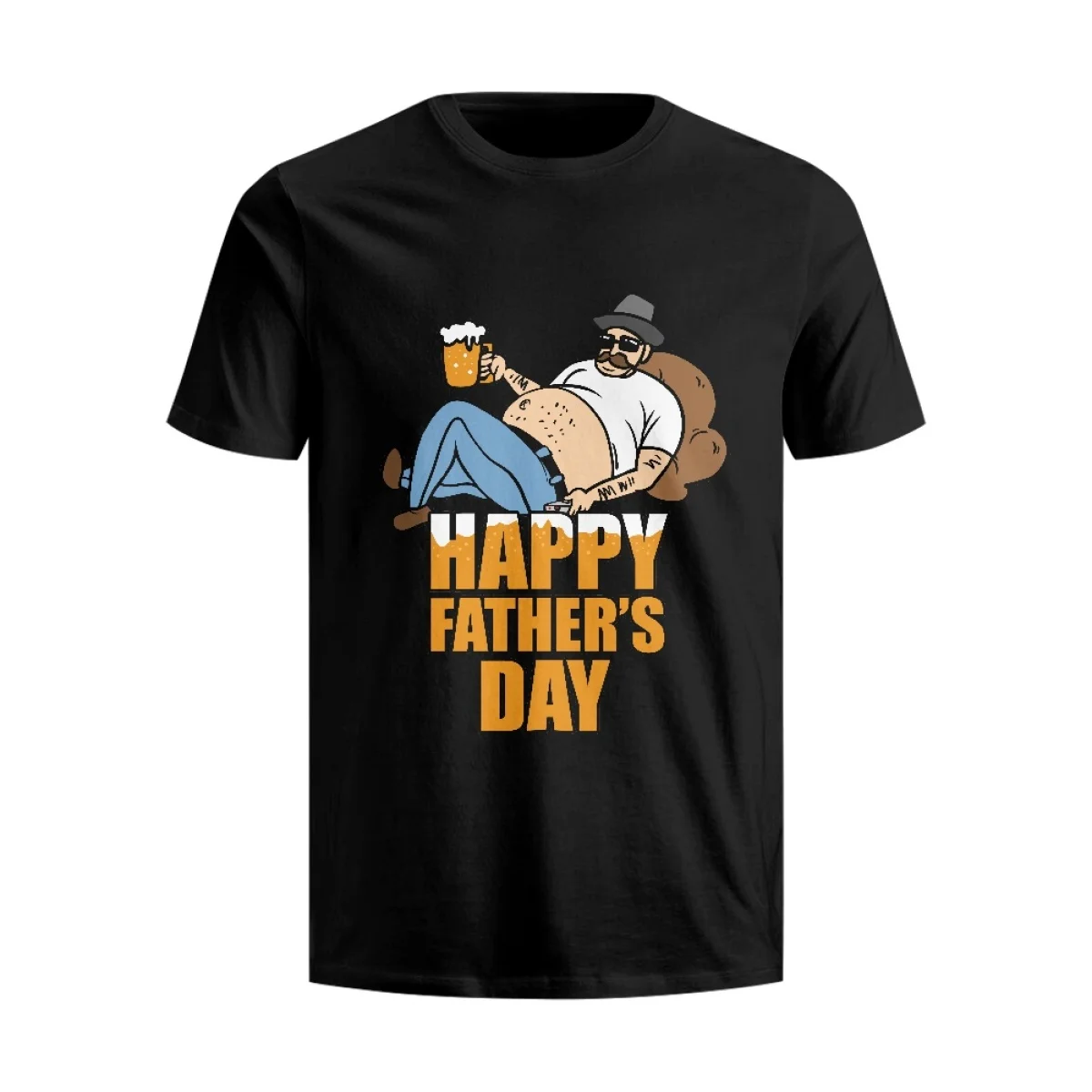 

Hycool Happy Father's Day Round Neck Short Sleeve Cotton T-shirts for Men Tee Top Fresh Classic Basic Tshirt