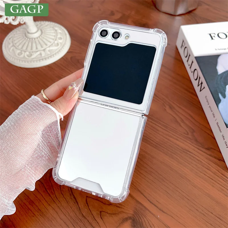 Luxury Bling Make Up Mirror Case Per Samsung Galaxy Z Flip 5 4 3 Zflip5 Z Flip5 Airbag Hard Pc Tpu Cover Per Samsung Z Flip 5 5G