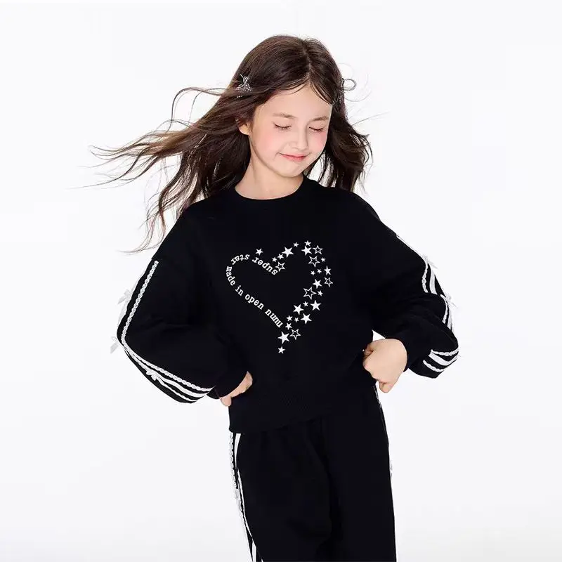 الفتيات الخريف ربيع موضة جديدة بسيطة 2 قطعة بلوزات بأكمام طويلة + السراويل الدعاوى 6-14 سنة المراهقين الاطفال وتتسابق الملابس مجموعات