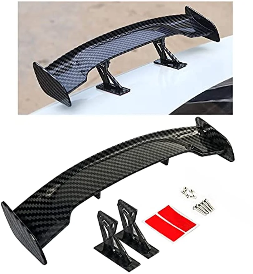 Car Universal mini spoiler Tail Wing Carbon Fiber ABS Look Mini Modified  Tail Wings Model Auto Styling Decoration