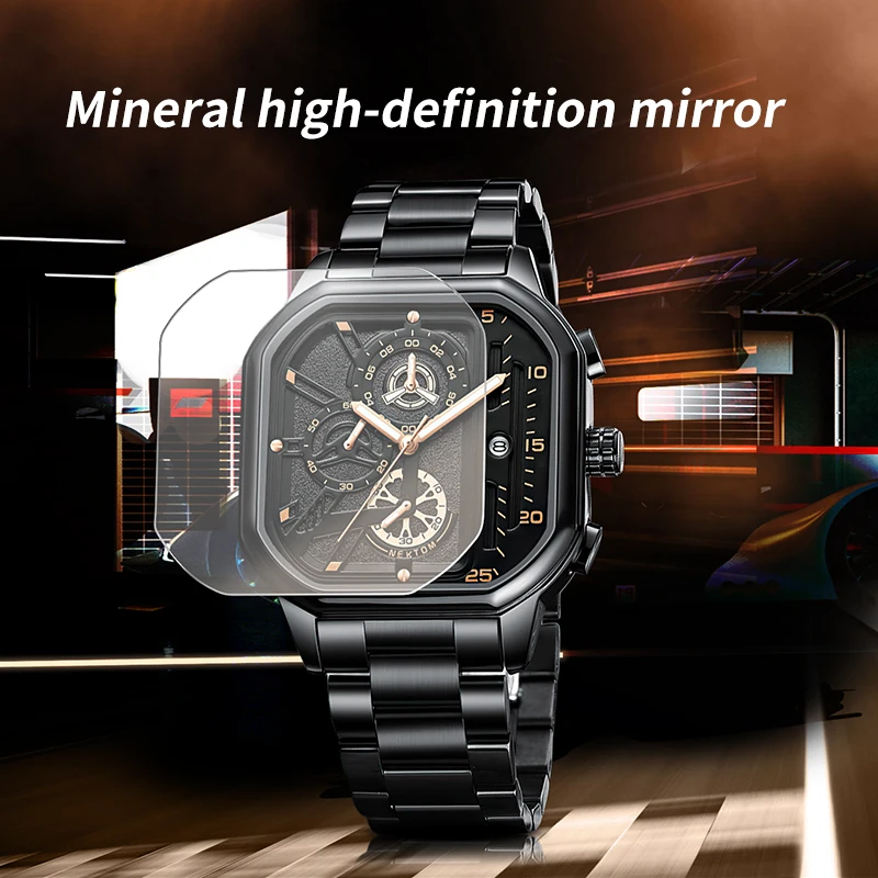 FOCEWALK Luxury Stainless Steel Quartz Watch for Men Waterproof Luminous Chronograph Clock Man Original Quartz Wristwatch Male