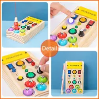 Montessori Busy Board Sensory Toys Wooden With LED Light Switch Control Board Travel Activities Children Games For 2-4 Years Old 3