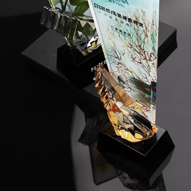 Customized Crystal Trophy, Color Printing Prize Sports Annual Meeting Awards Outstanding Employee Souvenir, Home Decoration, 1Pc