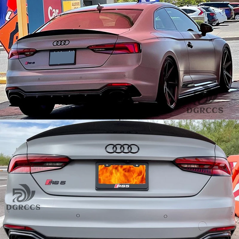 For AUDI A5 S5 RS5 B9 Coupe 2Door HK Style Carbon fiber Rear Spoiler Trunk wing 2017-2025 Carbon Fiber
