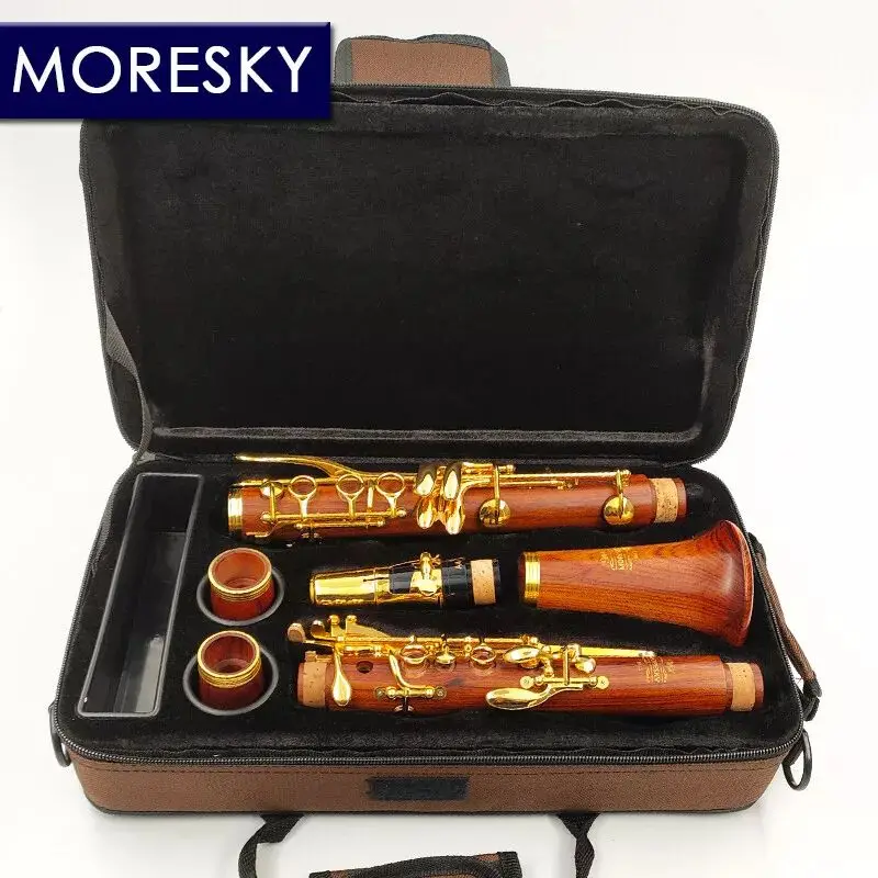 MORESKY Red Wood Professional Clarinet Rosewood Bb Gold-plated keys M15