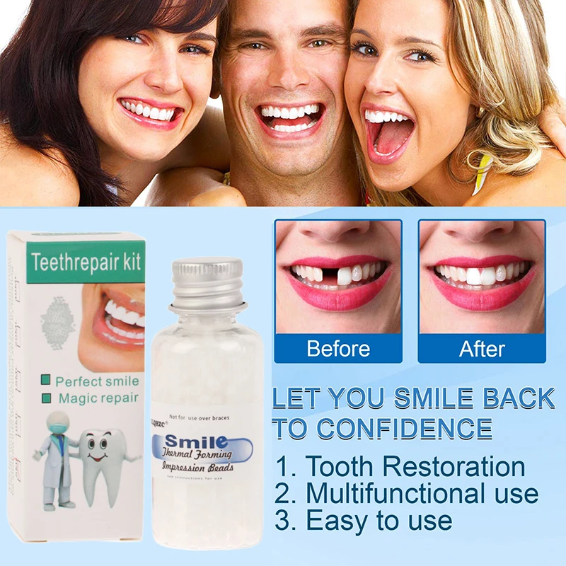 Kit De Réparation Dentaire Temporaire - Colle Solide Et Résine Moulable - Fausses Dents