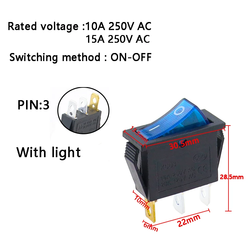 Kcd3 Rocker Switch Of Off 2 Pozíciós 3 Pin-Vezeték Elektromos ...