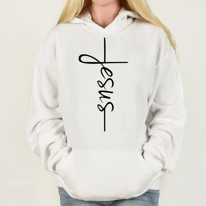 

Jesus Cross Hoodies Women Christian Pullovers Streetwear Jesus Shirt Church Womens Hoodies Pullover Harajuku Shirt Causal Tops