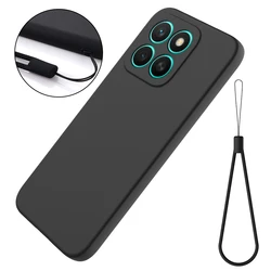 Luxury Silicone Case - Ultra-thin, Soft, Anti-fall, Shockproof Cover with Skin-feel Finish and Lanyard for Honor X8C (Black)