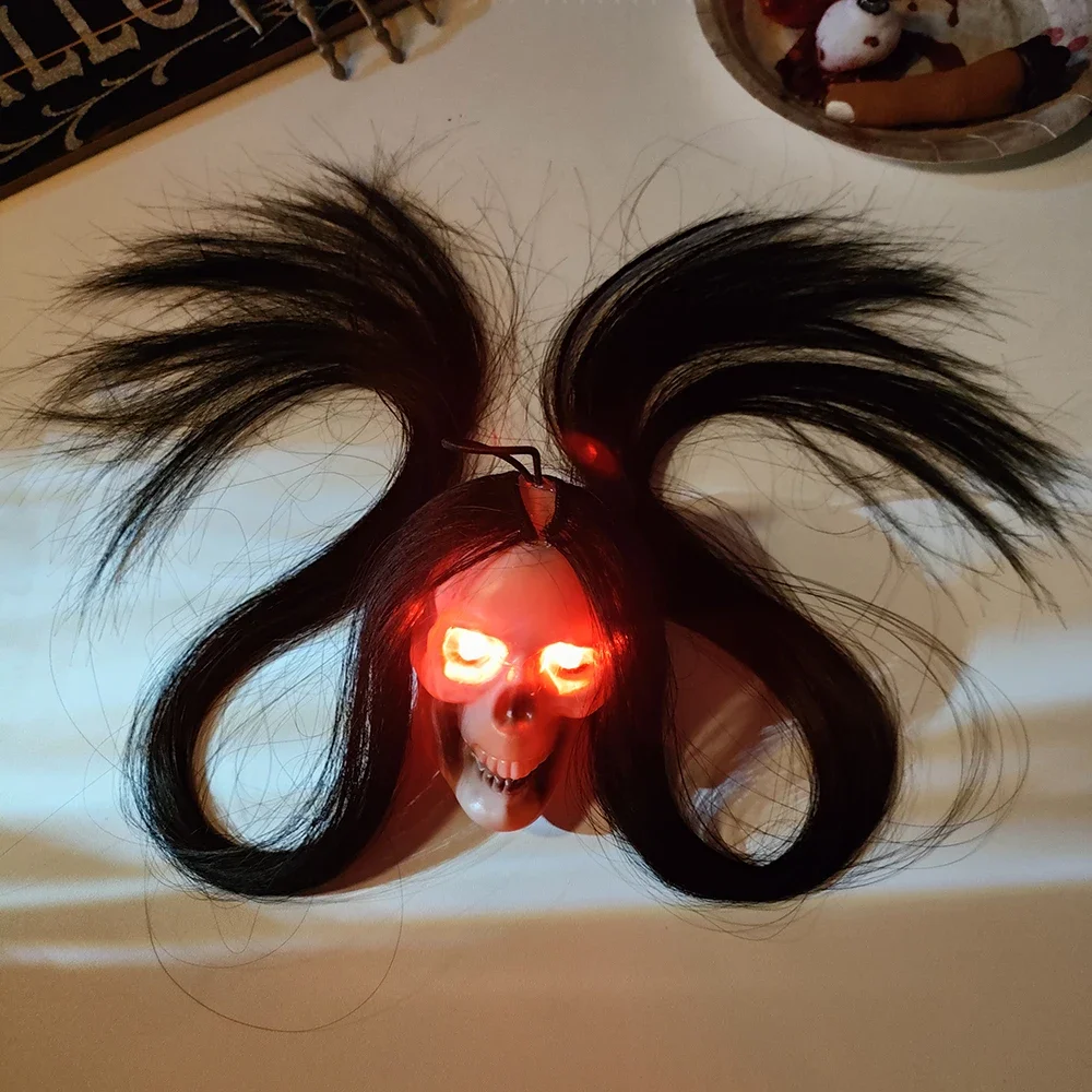 Halloween Long Hair Glowing Female Skeletons Ghosts Hanging Decorations Haunted Houses Scenes