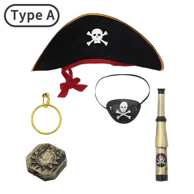 Captain Pirate Theme Kids Halloween Birthday Party Supplies Pirate Telescopic Compass Patches Treasure Toys Party Favor Toys Set 1