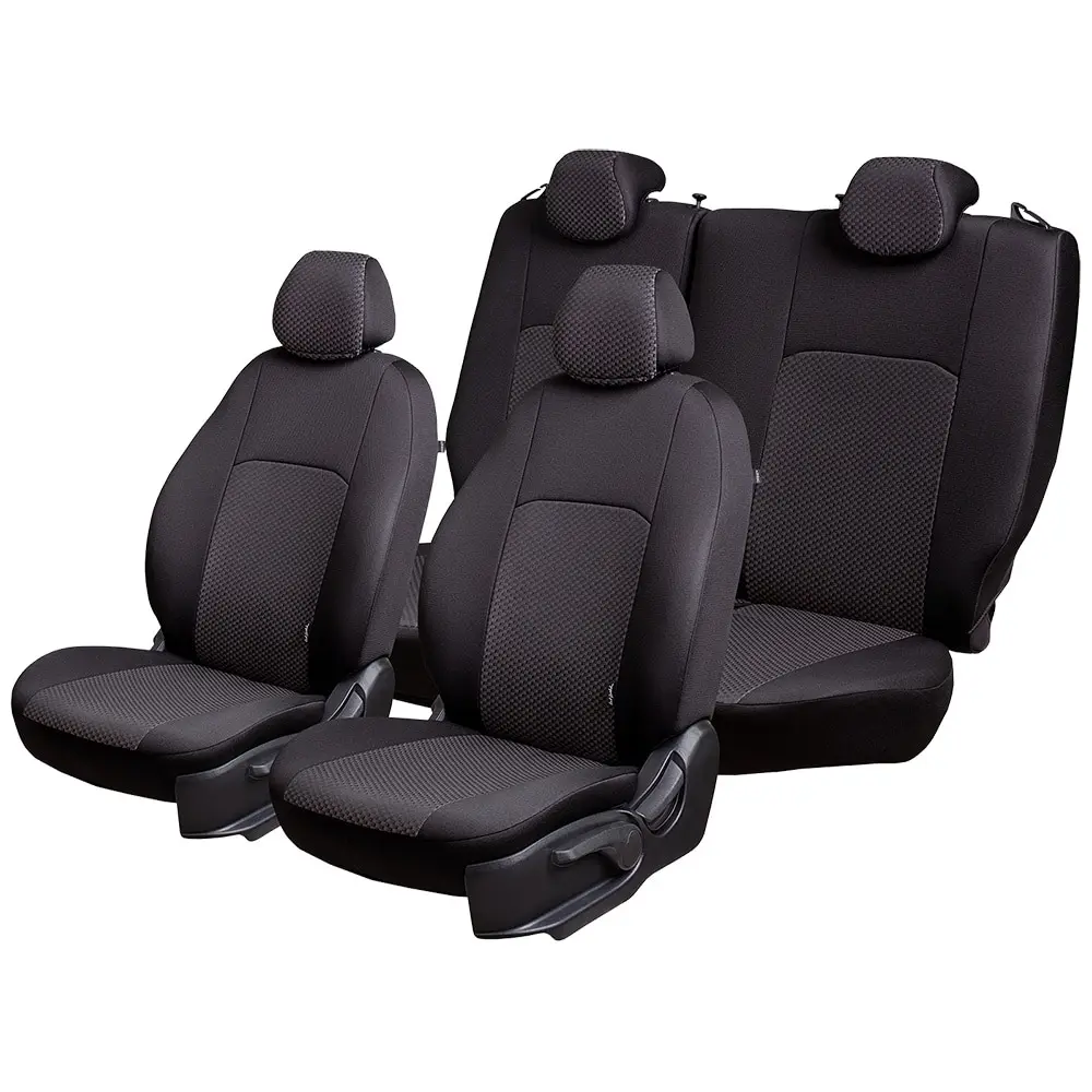 Hyundai Solaris -1 09.2010-01.2017 Хэтч. РЗС60/40 2Г Дублин Жаккард Чёрный / Стежок Серый |