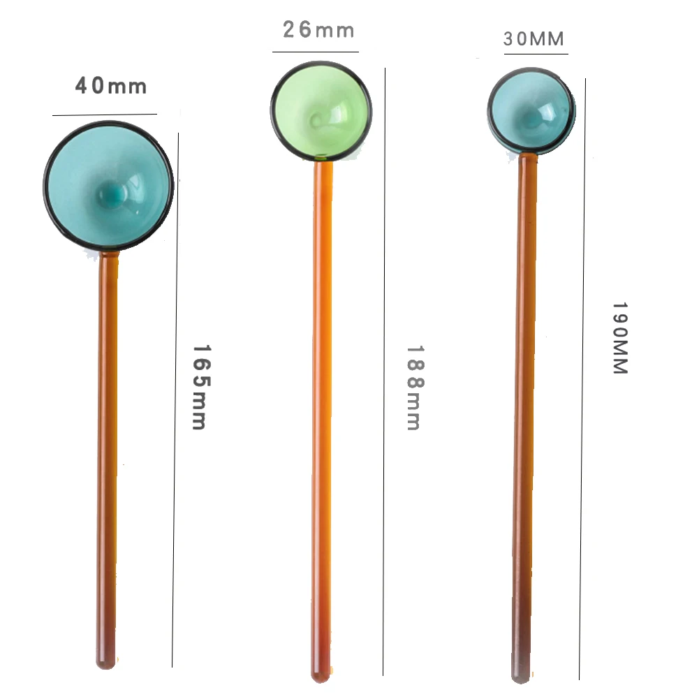 Colored Glass Mixing Spoons Transparent Glass Spoons For Fruit Juice Coffee Iced Beverage Mixing Spoons Home Tableware