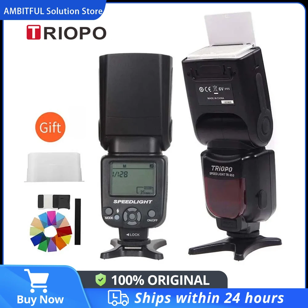Triopo TR-950 flaş işık Speedlight Speedlite evrensel Fujifilm Olympus Nikon Canon için 650D 550D Fujifilm 1100D 60D 7D 5D kamera