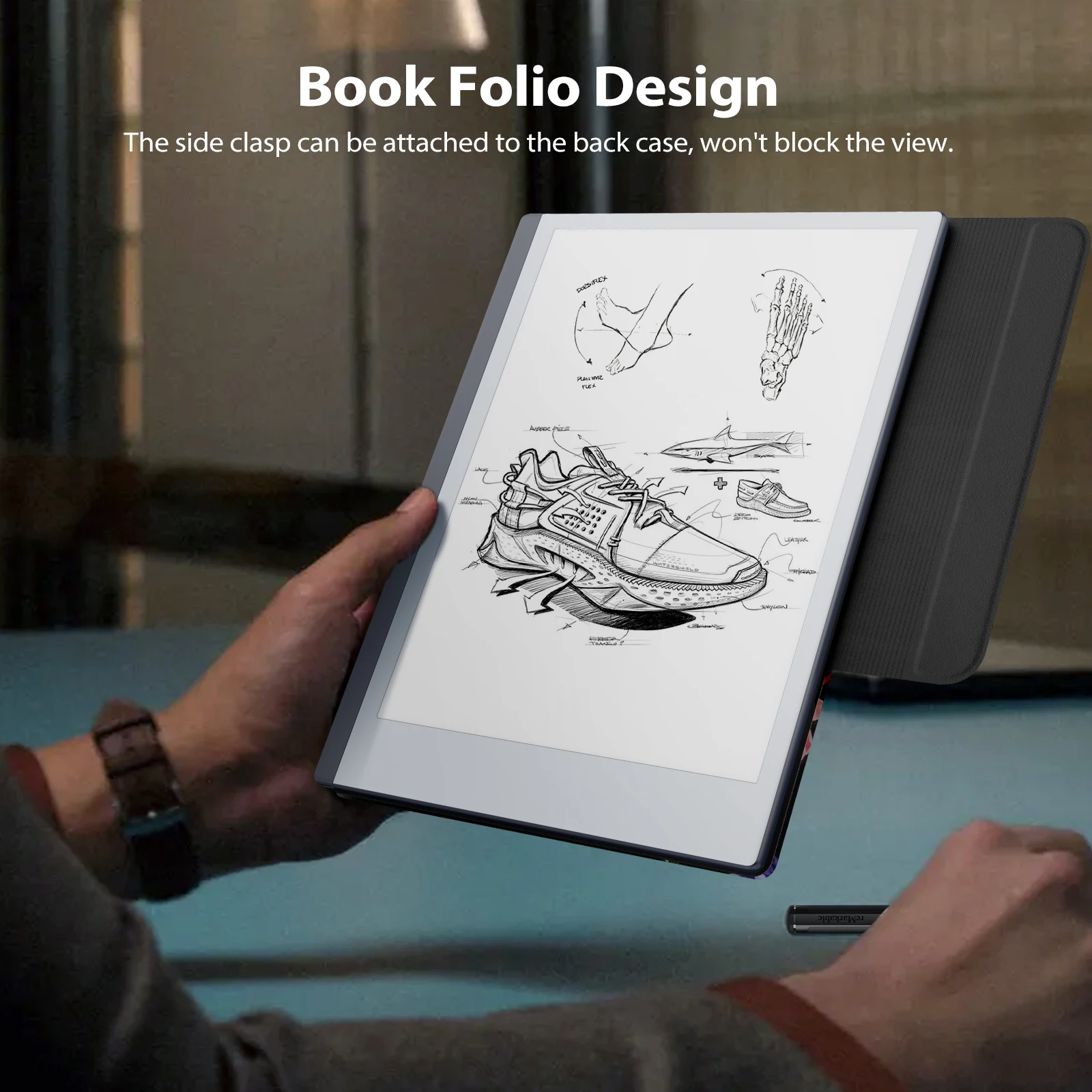 Moko-caixa Magnética Ultra-fina com Suporte de Caneta Embutido Capa Leve do Livro Folio para Notável Tablet - Imagem 5