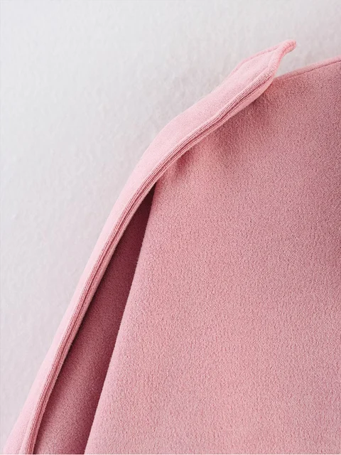 TFMLN Women Suede Bomber Jacket Spring New Fashion Long Sleeve Zipper Oversize Solid Bomber Coat Chic Lady 2025 Streetwear 4